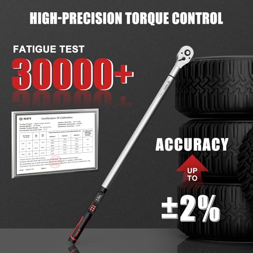 Image of VANPO Digital Torque Wrench 3 /4-Inch 22.1-442.5 Ft-Lb, for Trucks | 30-600Nm, ±2% Accuracy Heavy-Duty Electronic Torque Wrench with Triple Alert, Preset Memory for Heavy Automotive & Equipment