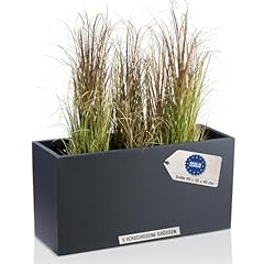 DECORAS Pflanztrog/Blumentrog (Anthrazit-Matt) - Großer, robuster Fiberglas-Blumenkübel für Garten & Terrasse - Winterfester Pflanztopf - UV-beständig (Länge: 80 cm/Breite: 30 cm/Höhe: 40 cm)