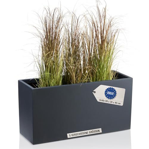 DECORAS Pflanztrog/Blumentrog (Anthrazit-Matt) - Großer, robuster...