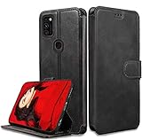 LeYi Funda para Samsung Galaxy M30s con HD Protector Pantalla, Carcasa Libro Tapa Silicona TPU Bumper Leather Soporte Cuero Cartera Flip Wallet Slim Antigolpes Case Cover para Movil M30s, Negro