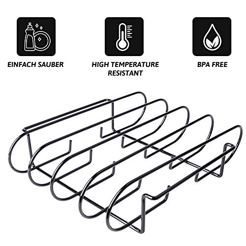 Spareribs Halter Grill, Edelstahl Braten und Rippchenhalter für 4 Rippchen, Geeignet für Gasgrills und Holzkohlegrills