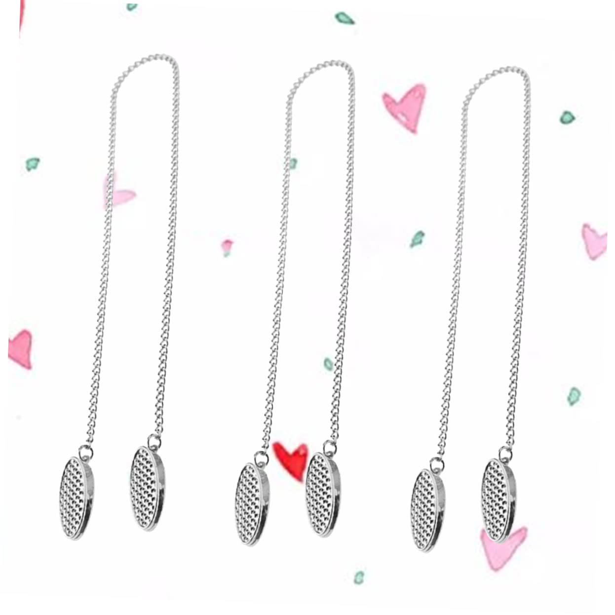 Set 3 Portatovaglioli Catena Con Clip In Acciaio Inox - Antiscivolo Per Anziani, Adulti E Bambini - 50cm (Argento)