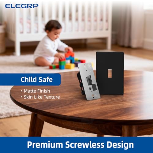 Image of ELEGRP Digital Dimmer Switch for LED /CFL, Toggle Dimmer Switch with Decorative Frameless Design Wallplate, Single Pole /3-Way, UL Listed, 6 Pack, Black