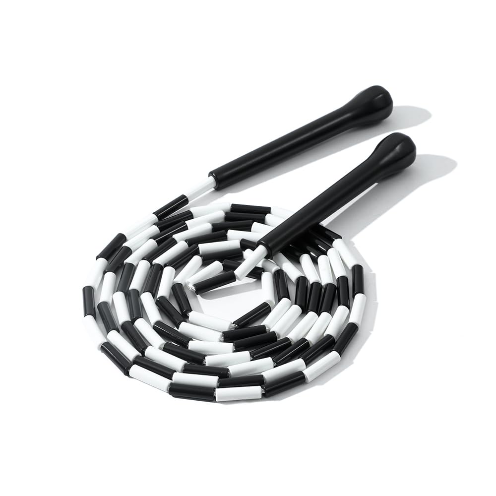 Beaded Jump Rope - Adjustable, Unbreakable Handles & Tangle-Free Design - Ultimate Fitness Rope/Black-image-39
