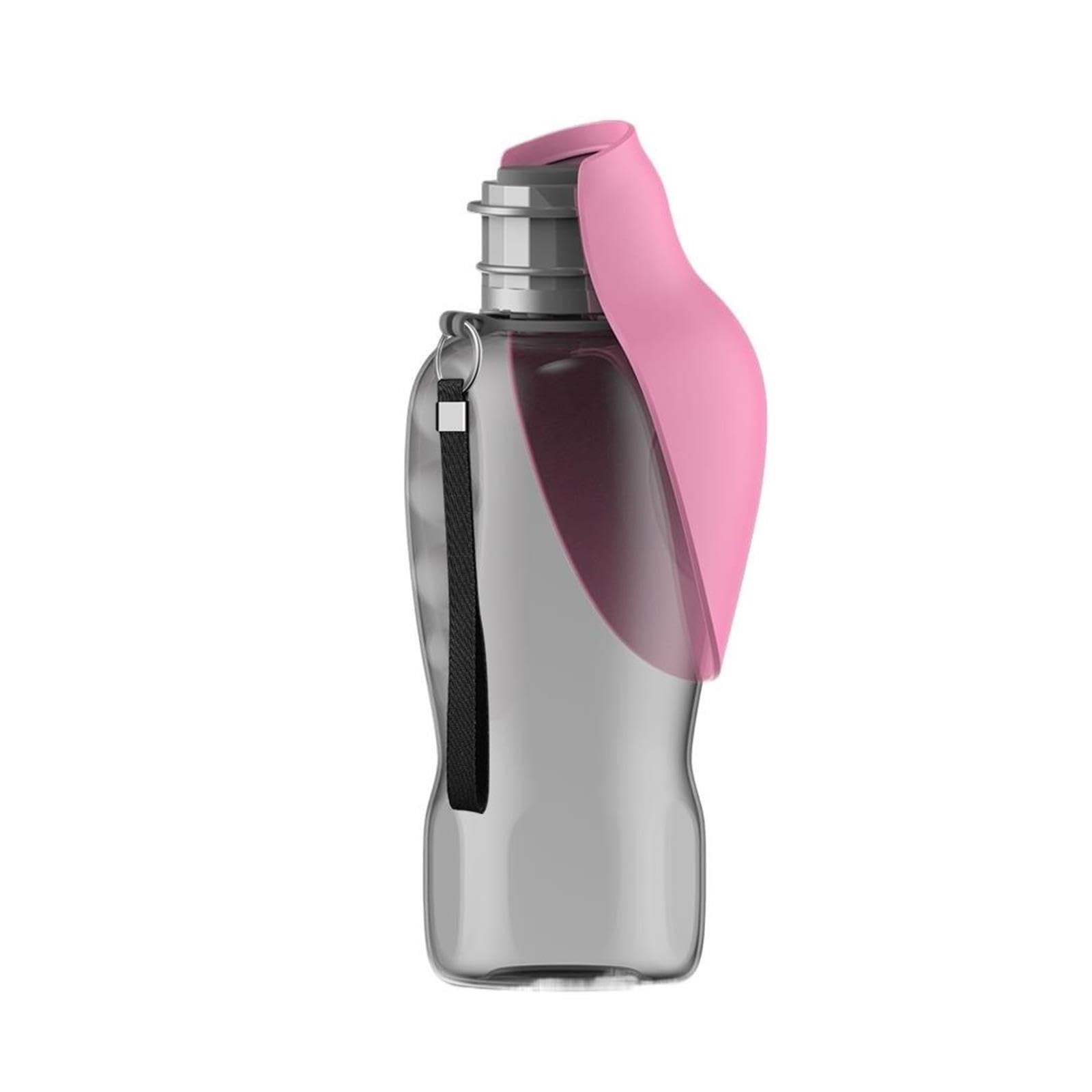 Distributeur portable pour animaux domestiques de voyage avec fuite de bouteille d'eau avec bol intégré (rose)