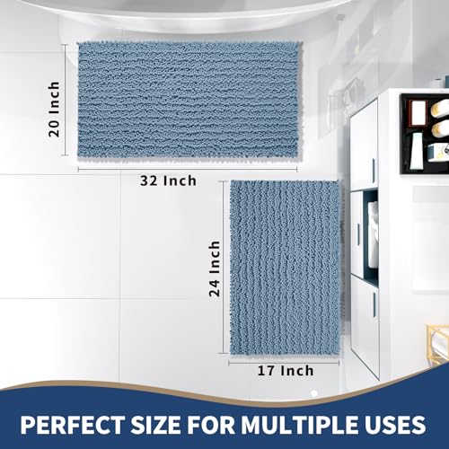 Image of Yimobra Bathroom Rugs Sets 2 Piece, Super Absorbent Bath Mat Set,Denim Blue