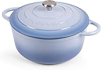 Vista 22 de Nuovva Olla Holandesa de Hierro Fundido Esmaltado con Tapa – Cazuela Antiadherente de 6.4 Cuartos – Resistente y Apta para Horno hasta 500°F