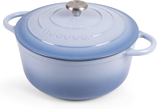 Vista 98 de Nuovva - Olla holandesa de hierro fundido con tapa – Cacerola esmaltada apta para horno hasta 500° F antiadherente – Utensilios de cocina Rojo