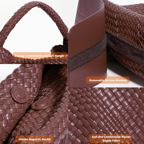 Image of Geelyda Woven Tote Bag for Women with Purse, Fashion Shoulder Hobo Underarm Bags, Large Woven Handmade Work Commuter Day Bags
