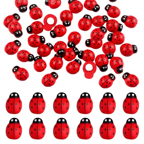 UYVPAER Lot De 100 Mini Coccinelles Autocollantes En Bois - Décoration D'Anniversaire - Coccinelle Porte-Bonheur - Chocolat - Pour Bricolage, Artisanat,...