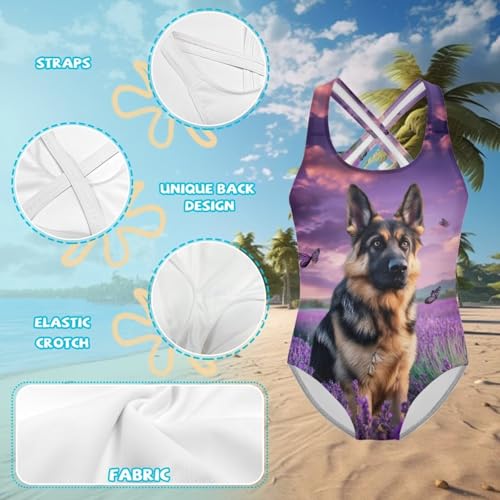 Image of One Piece Swimsuit Girls Cross-Back Bathing Suit 5-14Y Kids Swimwear Cute Swimsuits Sleeveless Bathing Suits