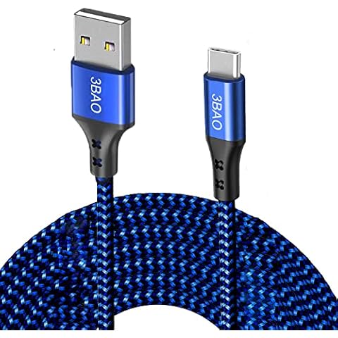 5M Extra Long USB C Cable, Durable Nylon Braided USB A to Type C Phone Charging Fast Charger Cord Compatible with Samsung Galaxy S20 S10 S21 S9(Blue) Cover