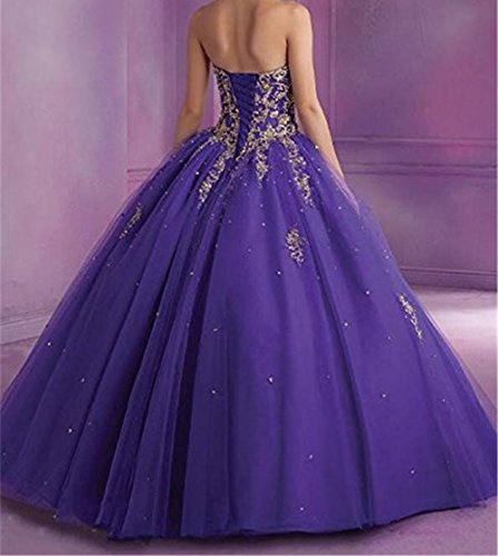 QXMYOO Ball Gown Sweet 16 Dress Quinceanera Formal Long Prom Dresses with Gold Applique3
