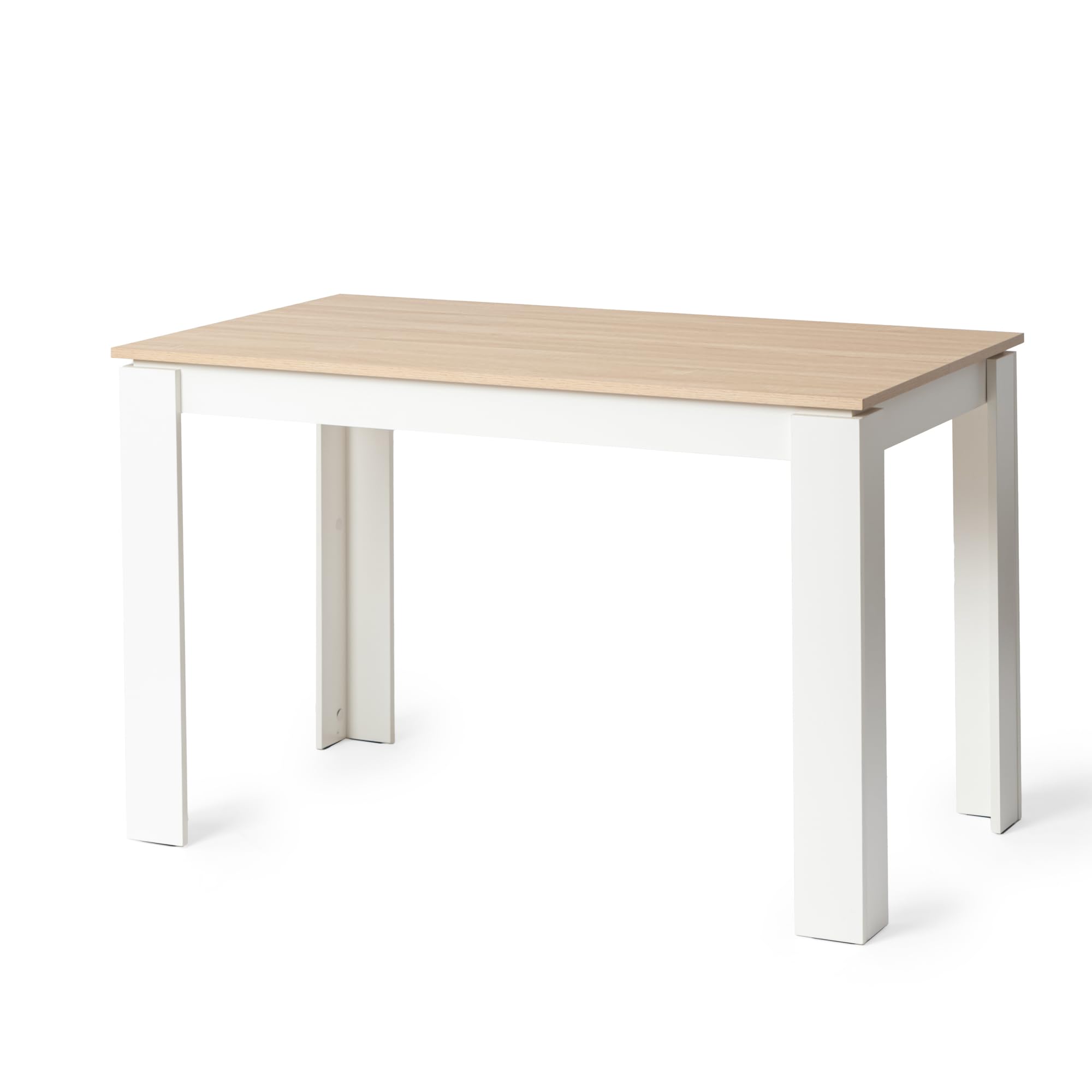 Table à Manger, Table de Cuisine en Bois, Style Scandinave, 4 Personnes, 120x70x75cm, Chêne et Blanc