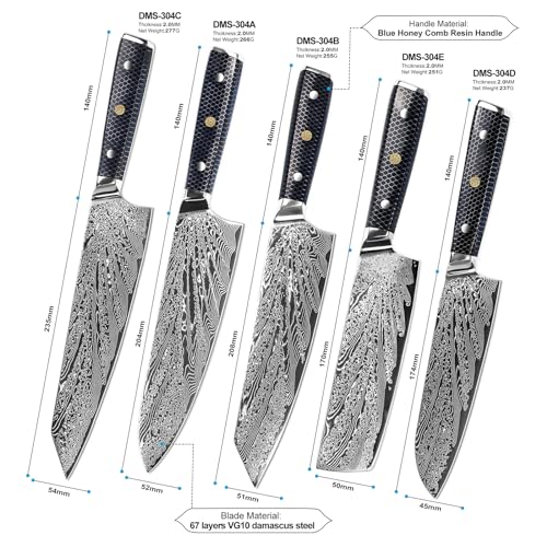 Set Cuchillos Cocina 5 Piezas Acero Damasceno miniatura 2