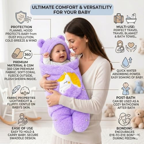 Image of BRANDONN Baby Blanket Newborn Gift Pack of Swaddle Wrapper, 0-9 Months, Length 68 cm x Width 68 cm