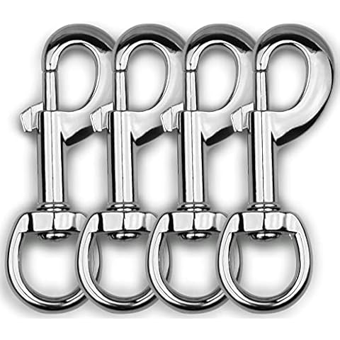 Garwor 4Pcs Heavy Duty Chrome Swivel Snap Hooks with Spring,Flag Hooks 0.77"x3.38",Pet Buckle Multipurpose Dog Leashes Key Chain for Linking Pet Leash & Collar,DIY Crafts Cover