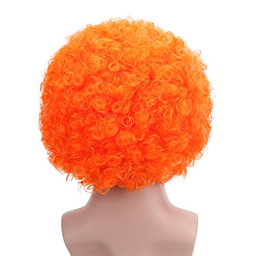 Image of FREE BEAUTY Fluffy Afro Synthetic Clown Wig for Men Women Cosplay Anime Party Christmas Halloween Fancy Funny Wigs (Orange)