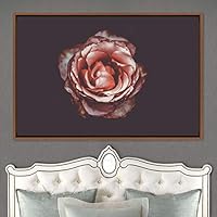 Framed Canvas Wall Art Rose Bohemian Dark Dramatic Floral Multicolor Petal Photography Portrait - 16x24 inches