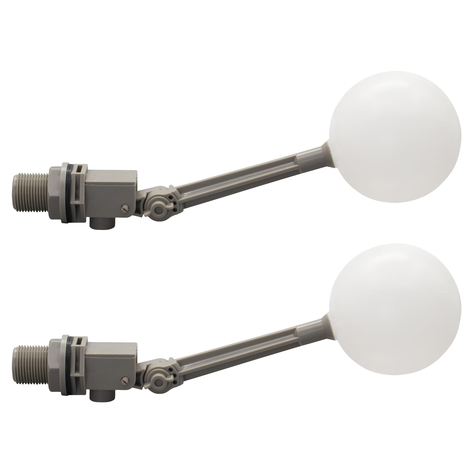 2PCS 3/4 Float Valve for Water Tank Plastic Water Grey Float Valve with Adjustable Arm Automatic Fill for Water Tank Pond, Livestock Waterer