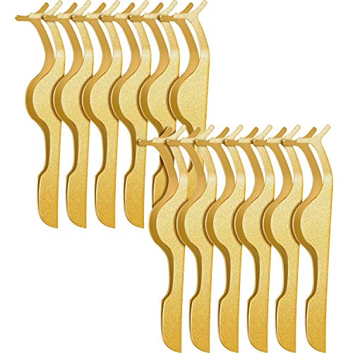12 Pieces False Eyelashes Applicator Tool Stainless Steel Eyelash Extension Tweezers Remover Clip Tweezers Nipper Eyelash Makeup Tools for Women Eyelash Application and Removal (Gold)