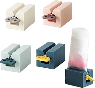 4Pcs Toothpaste Squeezer, Rolling Tube Toothpaste Squeezer,Toothpaste Holder for Bathroom,Portable Toothpaste Dispenser for Kids and Adults (4 colors)