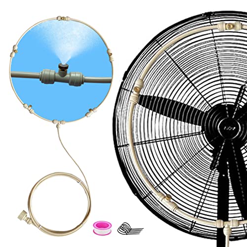 Vickert Outdoor Mist Cooling System Fan Kit For A Cool Patio Breeze 20Ft (6M) Misting Line + 5 Copper Metal Mist Nozzles + A Copper Metal Connector(3/4'') Fit To Any Outdoor Fan (Beige Color) #TOP24