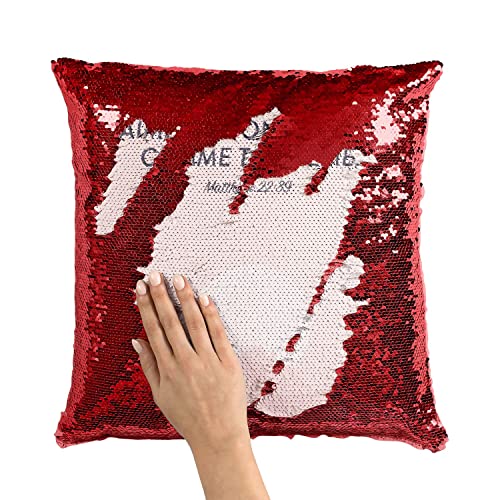 Coussin Sequin Rouge Citation Religion Matthieu Housse Déco Durable