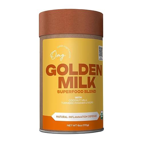 OMG Superfoods Leche dorada orgánica mezcla de leche de coco con cúrcuma con canela, pimienta negra y fruta de monje. Apto para veganos. Mezcla de