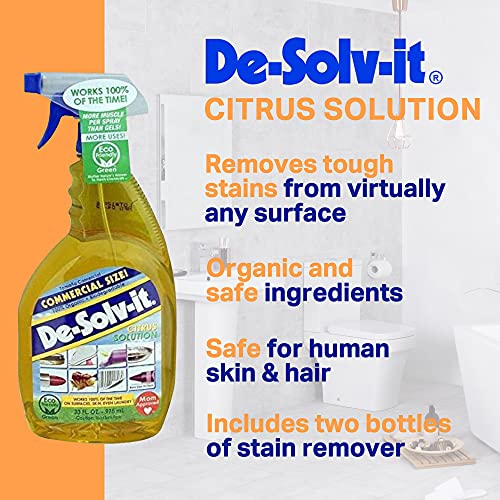 Orange-Sol De-Solv-It Citrus Solution – Multi-Surface Cleaner & Degreaser, Removes Sticky Residue, Oil & Grease, 33 oz (Pack of 2)