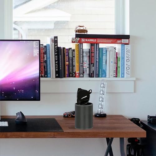 Image of Linkidea Glasses Desk Holder Stand for Reading Eyeglasses Compatible with Extra Large Glasses, Vegan Leather Glasses Holder for Nightstand, Glasses Storage (XXL, Black)
