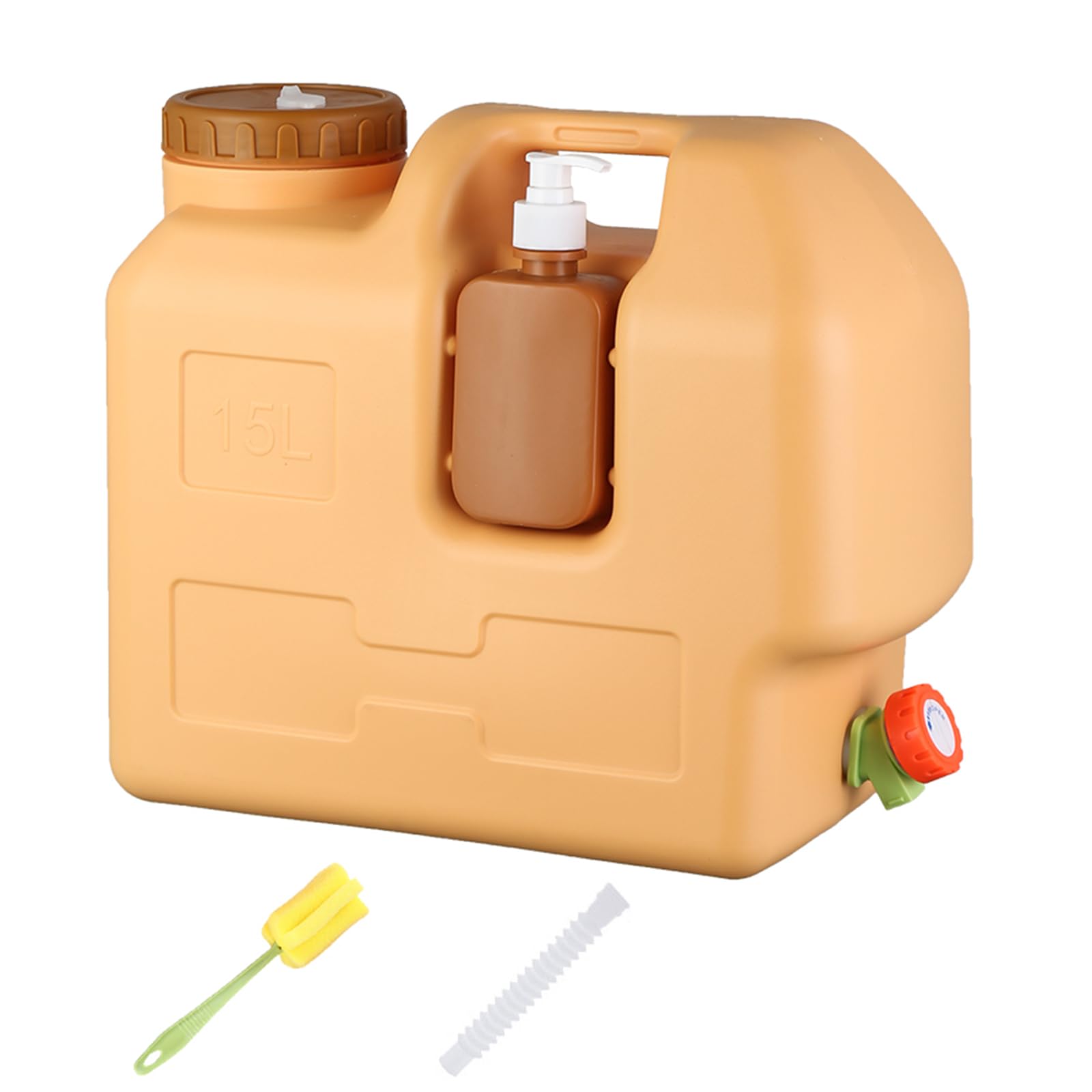 15L Camping Wasserkanister mit Zapfhahn, Tragbarer Wasserbehälter mit Seifenspender, BPA-frei, Auslaufsicherer Wassertank für Camping, Auto, Wandern, Picknick, Notfälle