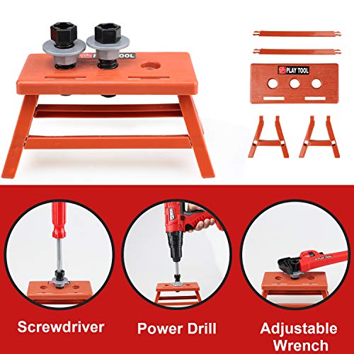 STEAM Life Kids Tool Set with Power Toy Drill - Toy Tool Set Contains Tool Box and Toy Hammer, Goggles, Power Drill and 11 More Play Tools (Red) - Thumbnail 3