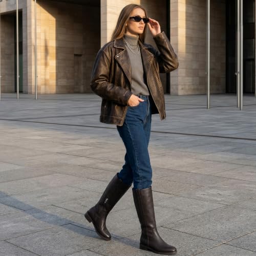 Image of Modatope Knee High Boots Women Round Toe Chunky Heel Fall Boots