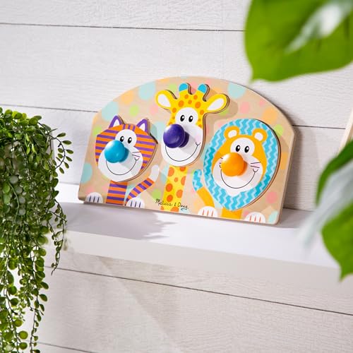 Melissa & Doug First Play Wooden Jumbo Knob Safari Animal Puzzle (3 pcs) Large Puzzles for Babies and Toddlers Ages 1+ - image 9
