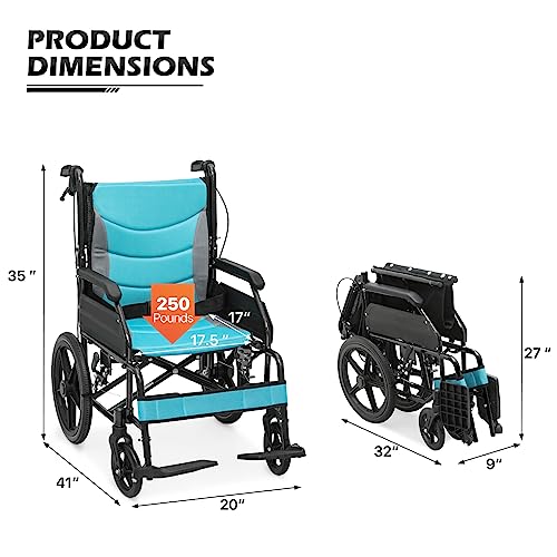 Wheel-Chair-for-Adults-with-Swing-Away-Footrest-and-Loop-Lock-Handbrakes-175-inch-Seat-Wheel-Chair-15-Rear-Wheel-Lightweight-Ultralight-Transport-Chair-for-Travel-Compact-Storage-250-lbs