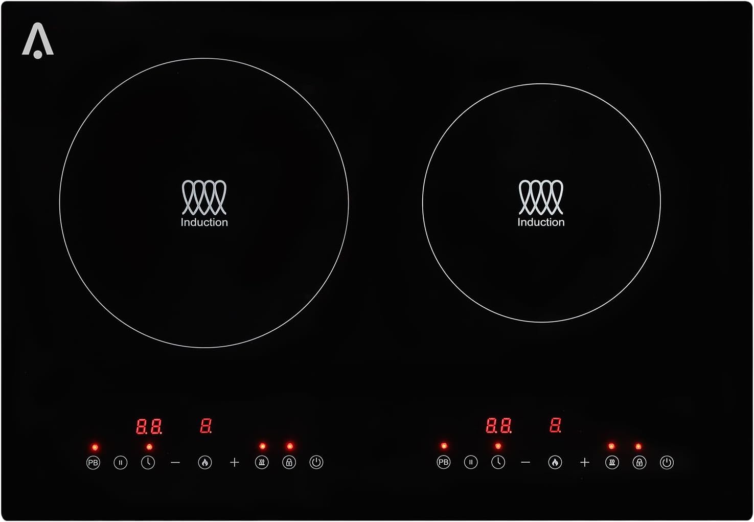 2 Burner Electric Cooktop - 20.5" 1800W Ceramic Glass Radiant Electric Stovetop Built-In Stove Top, Ceramic Glass Radiant Stovetop, Kid Safety Lock, Timer, 120V, Black