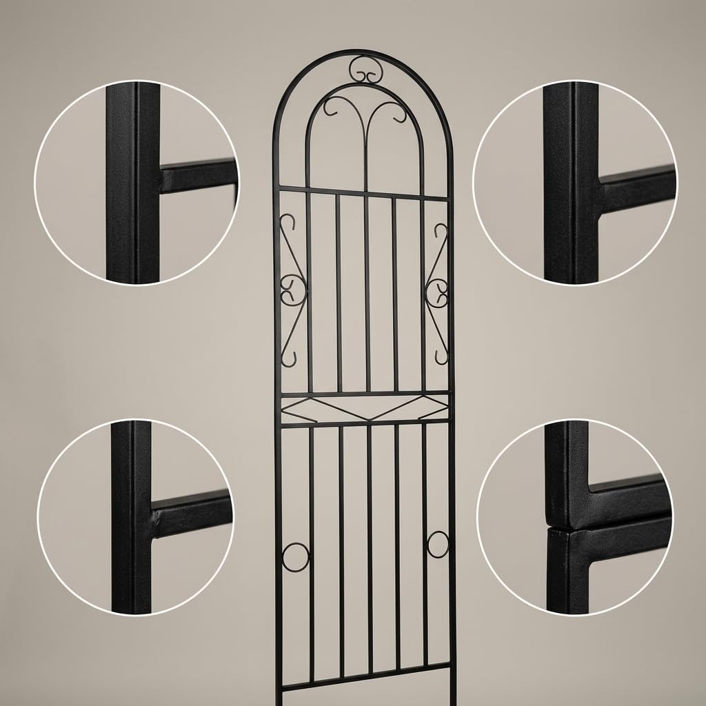 Traliccio Giardino Metallo Supporto, Orizzontali, Elemento per Orto, Passaggi, Per Proprietari Giardino, Nero, 180 cm Altezza 50 cm Larghezza