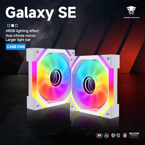 Image of Galaxy SE 120mm ARGB Computer Case Fans,Infinity Mirror RGB Light Effect 5V 3PIN Motherboard Light Sync 800~1600RPM PWM PC Fan Suitable for Computer Case(Triple Pack White Reverse)