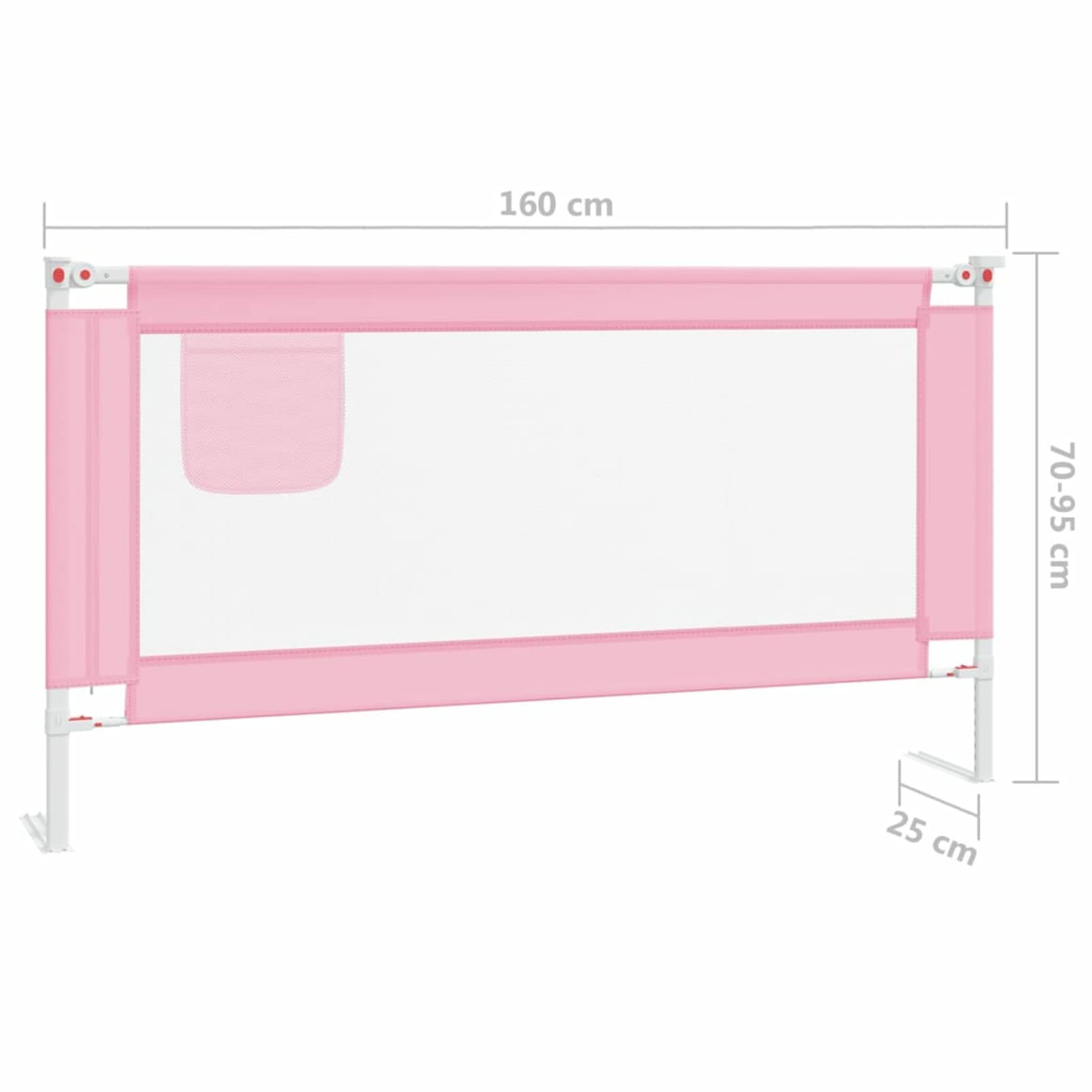 Mogou Barandilla de Seguridad Cama de niño, Barandilla Cama Niño, Barrera Cuna, Defensa Extensible, Barandilla Sofa, Rosa Tela 160x25 cm
