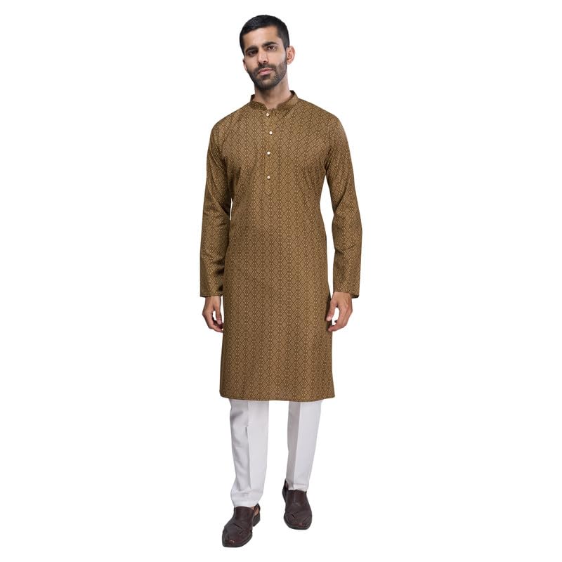 Image of BELLAZO Men's Premium Cotton Printed Regular Kurta | Stylish Kurta for Weddings /Festivals