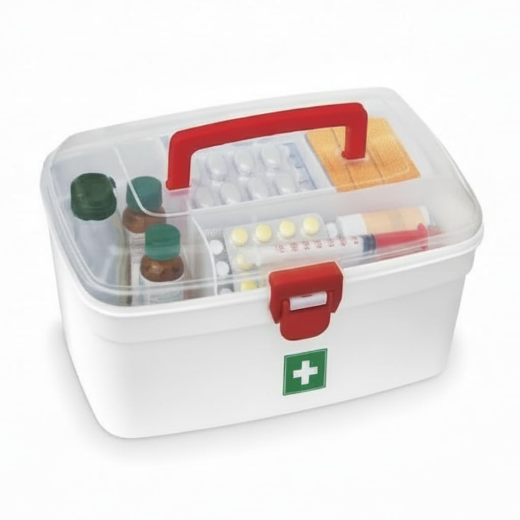 Filox Plastic Box one Piece Emergency Medicine Box Portal Box Medicine Storage BPA Free Detachable Medicine Box Medicine Organizer, White-image-18