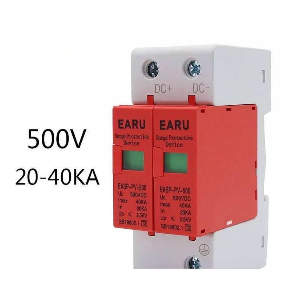 SPD 2P DC 500V 20KA~40KA House Lightning Surge Protector Protective Low-Voltage Arrester Device for PV Solar Photovoltaic System