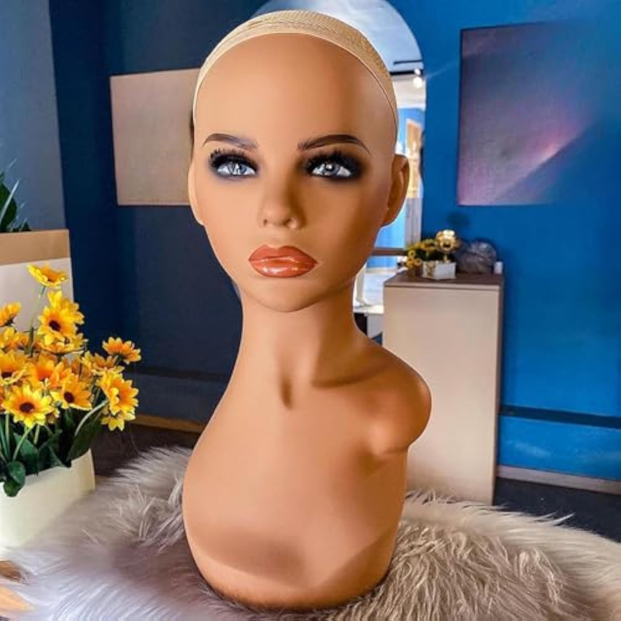 Bald Mannequin Head Professional Cosmetology Face for Wig Display