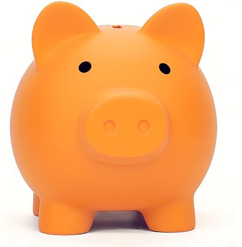 Miniatura 6 de Linda alcancía para Sbrvaniy Pig Money Bank para niños y niñas, mi primer banco de dinero irrompible, ahorro de decoración de tamaño grande (blanco)