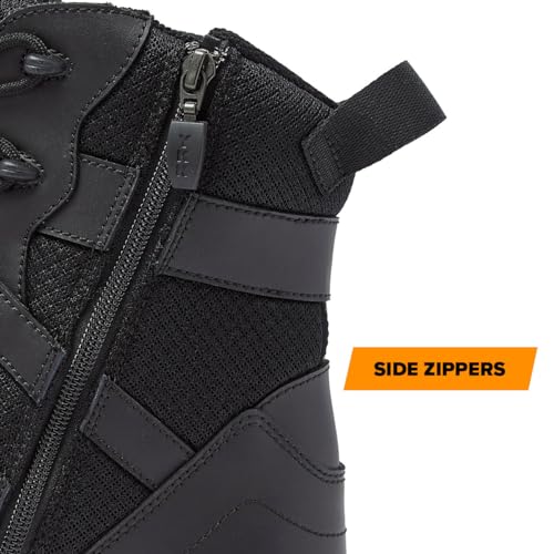 MAGNUM Blackhawk 8 Inch Waterproof Men's Military & Tactical Boots, Military Work Boots Men with Side Zipper, Botas de Trabajo Para Hombre - Black, 9.5 Medium3