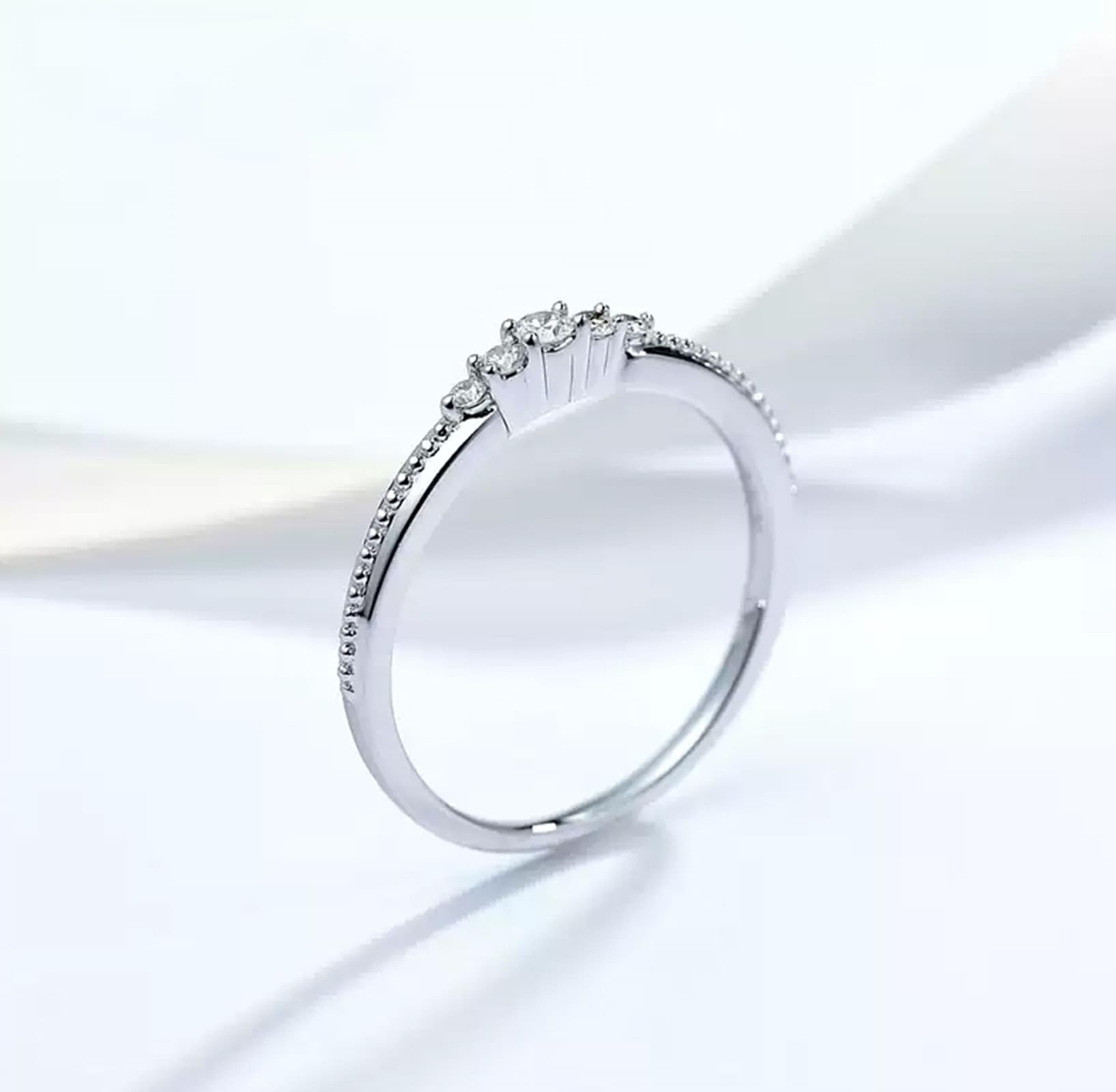 Wycian Veretta in Argento Anelli Diamanti Donna PT950 e Oro Bianco 9K/14K/18K con Diamante da 0,1 CT Numero Solido Non Placcato Aggiornamento 3.0 per Zia Nozze Gioielli