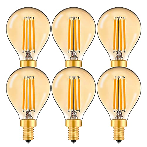 MZYOYO E14 LED Vintage Filament glühbirne,4W P45/G45 Gold LED Retro Lampe ersetzt 40W Glühlampen,Warmweiß 2700K 400LM Glühbirnen,nicht dimmbar,Amber,6er Pack Cover