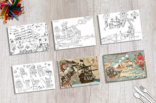 Tischsetmacher Lot de 12 Sets de Table pour Enfant Motif Pirates