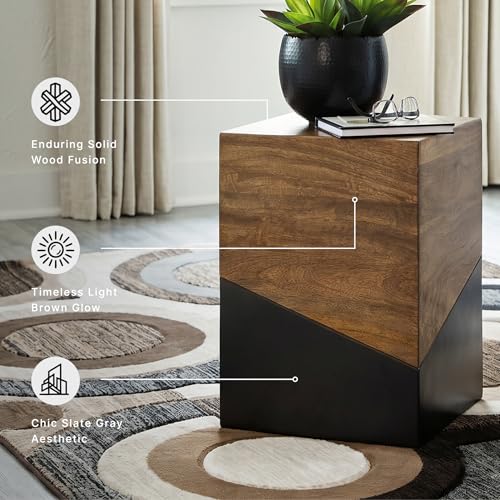 Image of Signature Design by Ashley Trailbend Eclectic Accent End Table, Brown & Gunmetal